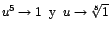 $u^{5}\rightarrow 1\;\;\mbox{y}\;\;u\rightarrow \sqrt[5]{1}$