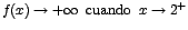 $f(x)\rightarrow +\infty\;\;\mbox{cuando}\;\;x\rightarrow
2^{+}$