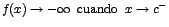 $f(x)\rightarrow
-\infty\;\;\mbox{cuando}\;\;x\rightarrow c^{-}$