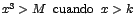 $x^{3}>M\;\;\mbox{cuando}\;\;x>k$